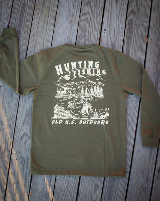 The Hunting & Fishing Crewneck Tee runs one size smaller